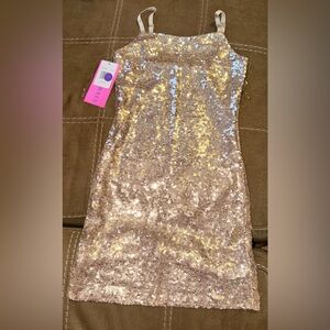 Sequin Strapless Mini Dress - Gold